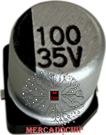 100mf x 35v Capacitor Eletrol�tico SMD Alum�nio Tipo Caneca